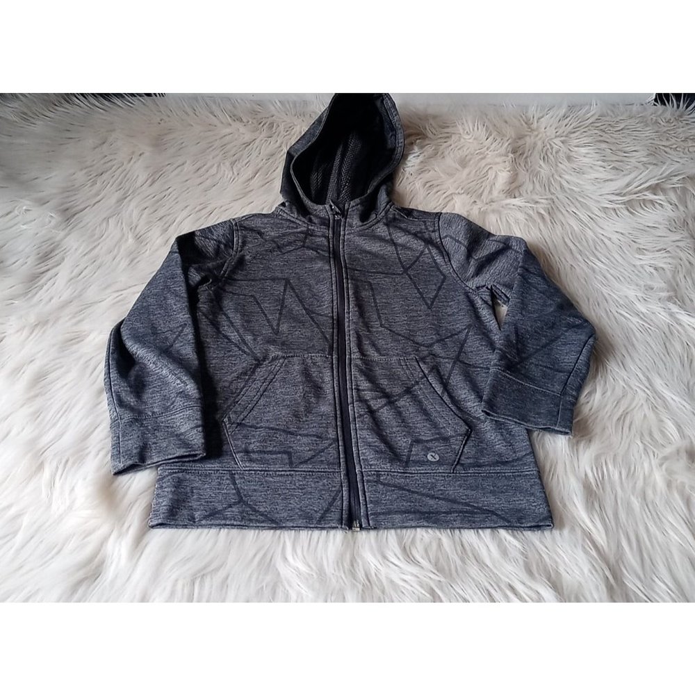 Boys Zip-up Hooded Jacket Quick-Dri Gray with Black Design Xersion Size Small 8
